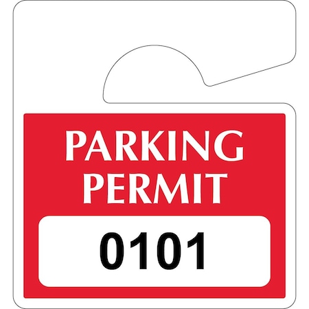 Lustre-Cal Economy Hanging Parking Permit Dark Red 3in x 2.75in  20mil Plastic Serialized 101-150, 50PK 253814201Rd0101
